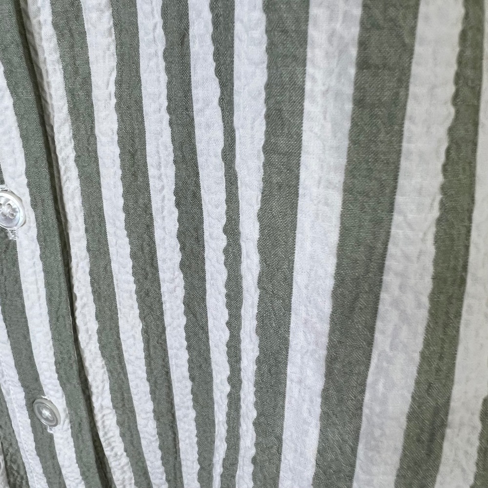 Veronica Beard Calisto Striped Ruffle Neck Button Up Shirt Seersucker 0 = XS NEW - Picture 2 of 11
